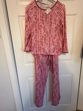 NWT *The Cats pajamas* Pink Heart-Print Pajama Set - Cozy Bedtime Top & Pants-S